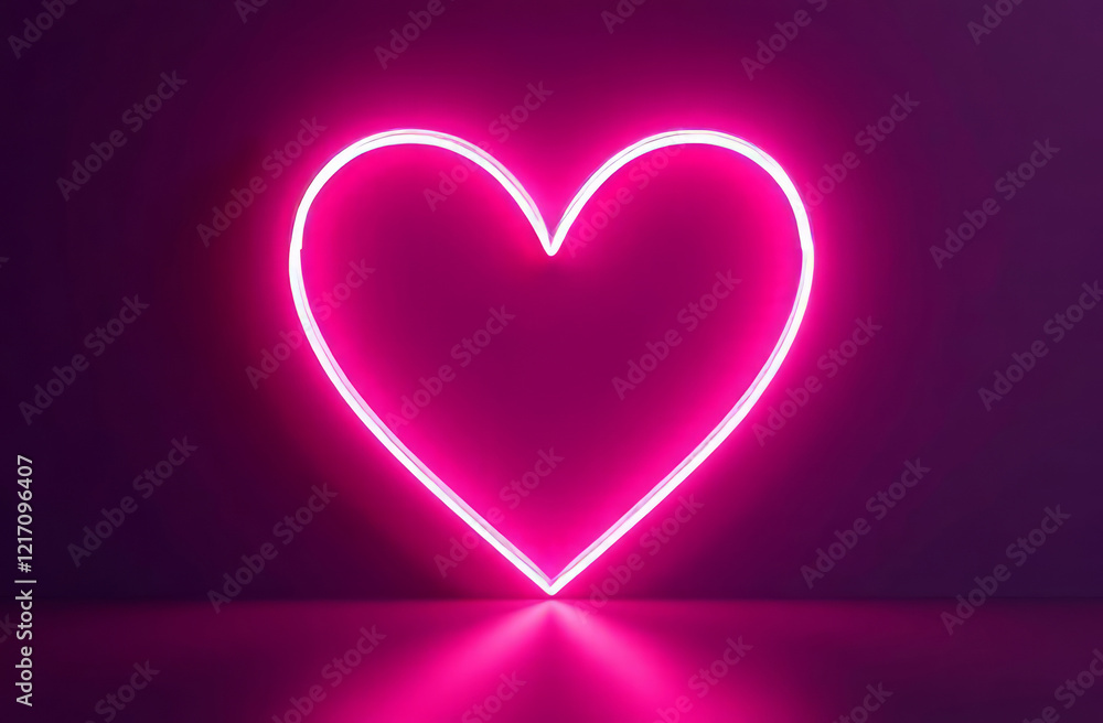 Neon pink hart with various glowing effects, luminous outline. Neon pink hart with various glowing effects, luminous outline.