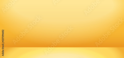 Yellow studio room. Limbo summer background. Yellow empty 3d studio backdrop. Clean scene for product presentation. Mockup template with podium. Vector illustration