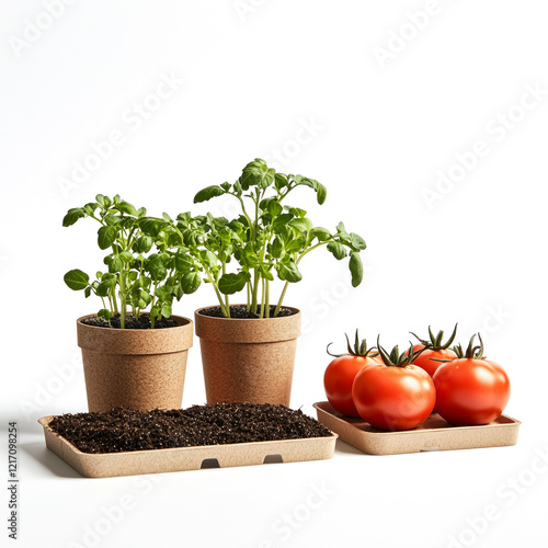 Vegetable Growing Kit with Tomato Seeds, Soil Block, and Eco-Friendly Pot photo