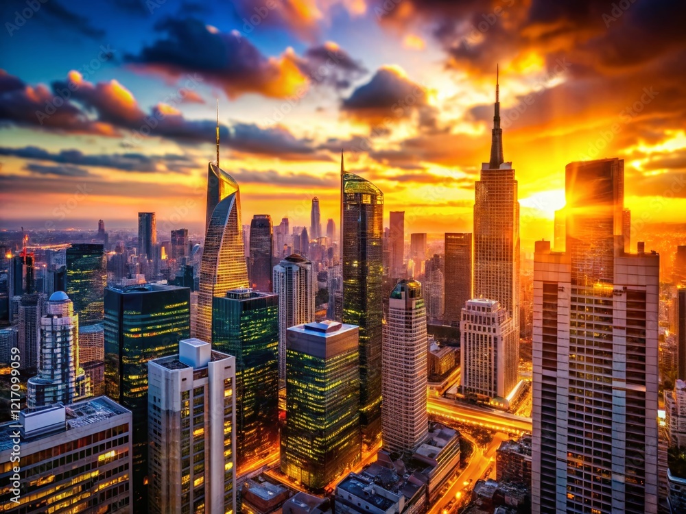 Obraz premium Stunning High-Resolution Cityscape Background Image with Deep Depth of Field