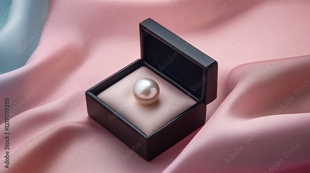 A single pearl resting in a matte black jewelry box with soft pastel lining picture A single pearl resting in a matte black jewelry box with soft pastel lining picture