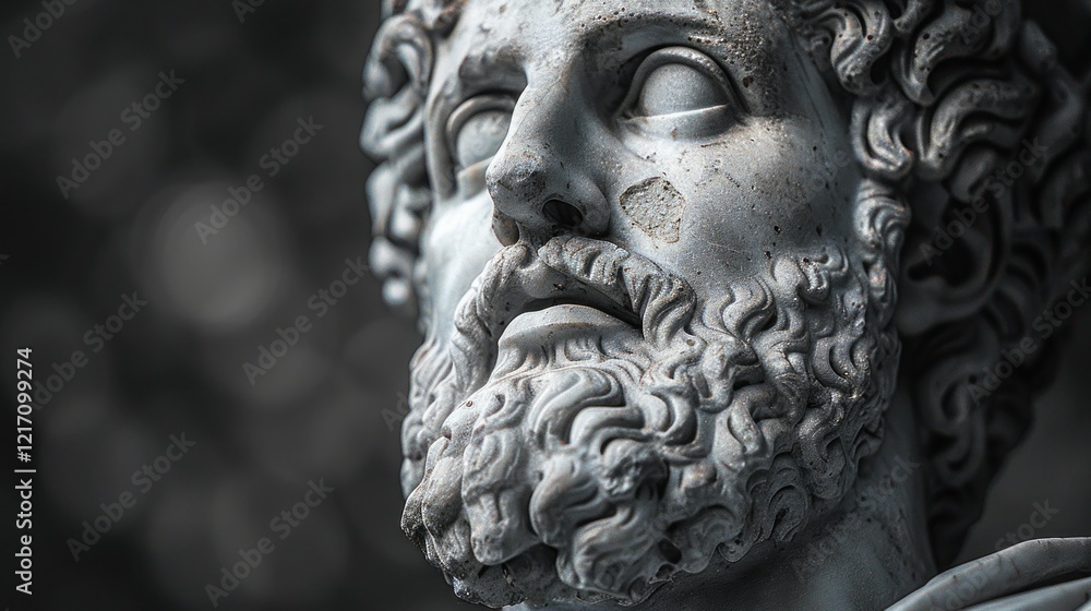 Marble Statue Gazing Upward With A Textured Surface Marble Statue Gazing Upward With A Textured Surface