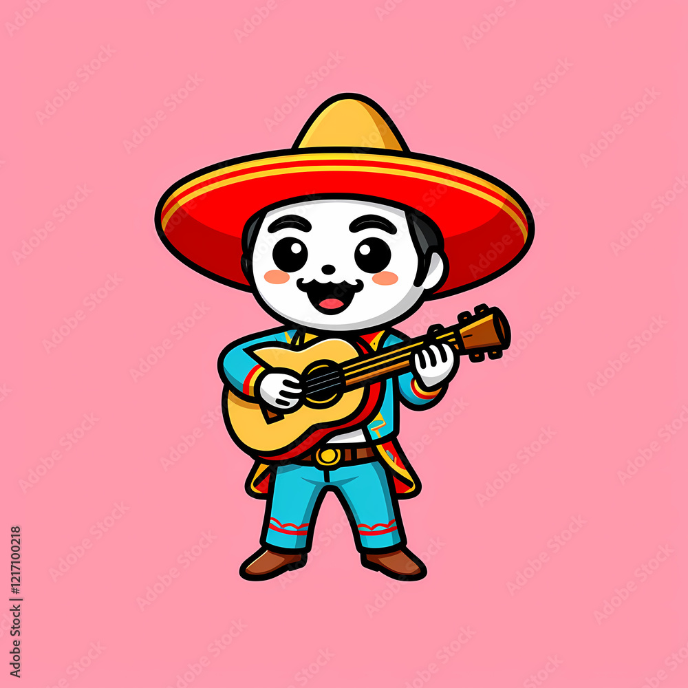 Day of the Dead mariachi boy with guitar and sombrero / Niño mariachi con sombrero y guitarra estilo Día de Muertos Day of the Dead mariachi boy with guitar and sombrero / Niño mariachi con sombrero y guitarra estilo Día de Muertos