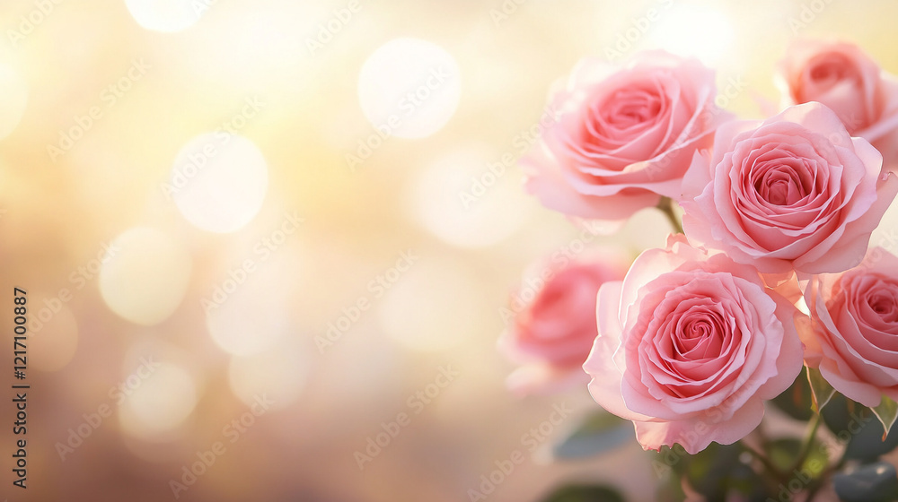 Beautiful pink roses with soft bokeh background, perfect for romantic themes and designs. Beautiful pink roses with soft bokeh background, perfect for romantic themes and designs.