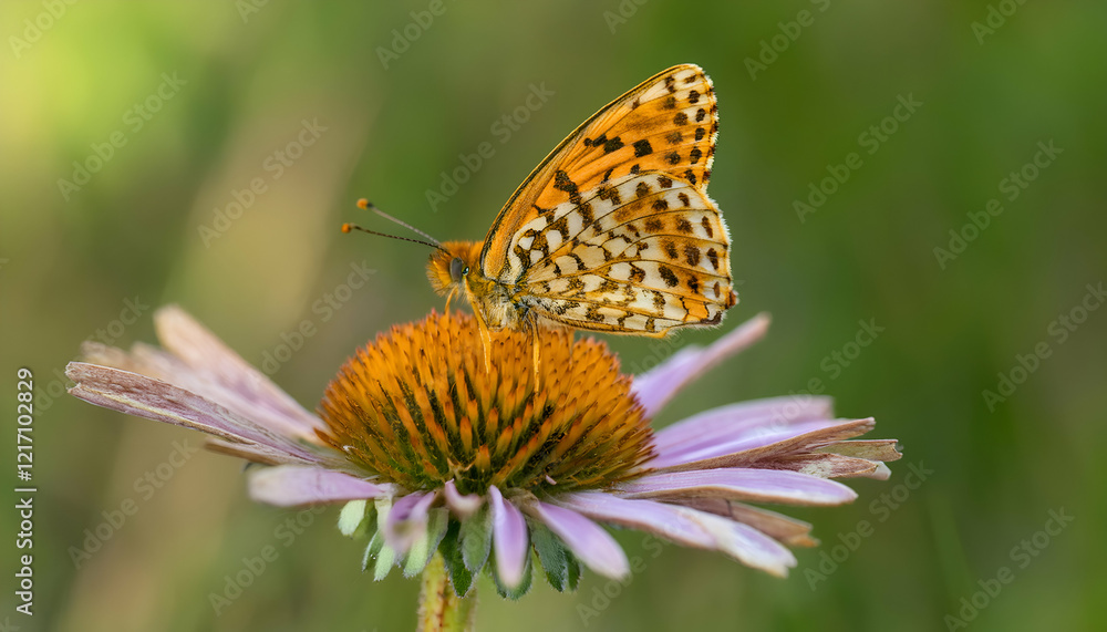 Butterfly on a flower in the garden. Natural background Butterfly on a flower in the garden. Natural background