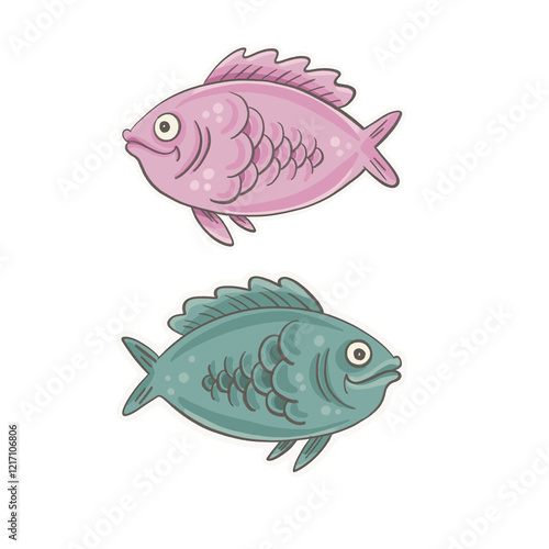 Pink fish and green fish