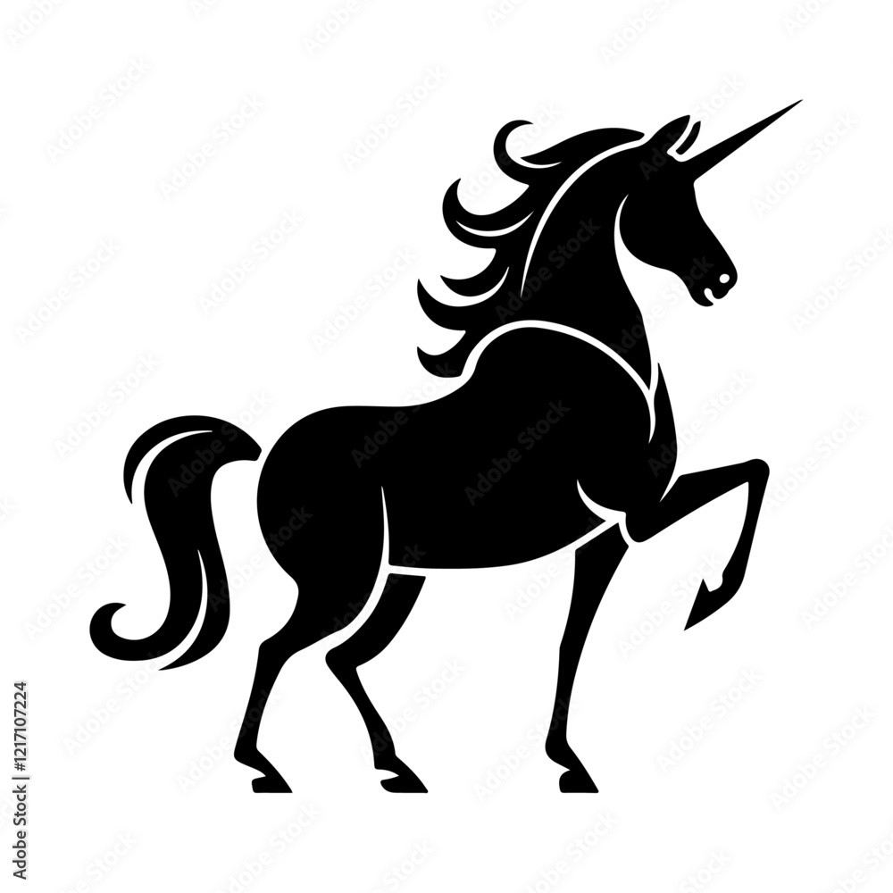 Obraz premium Majestic Unicorn Silhouette – Striking Black Fantasy Artwork