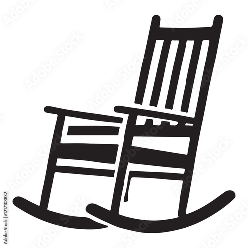 Classic Rocking Chair Silhouette Vector Illustration