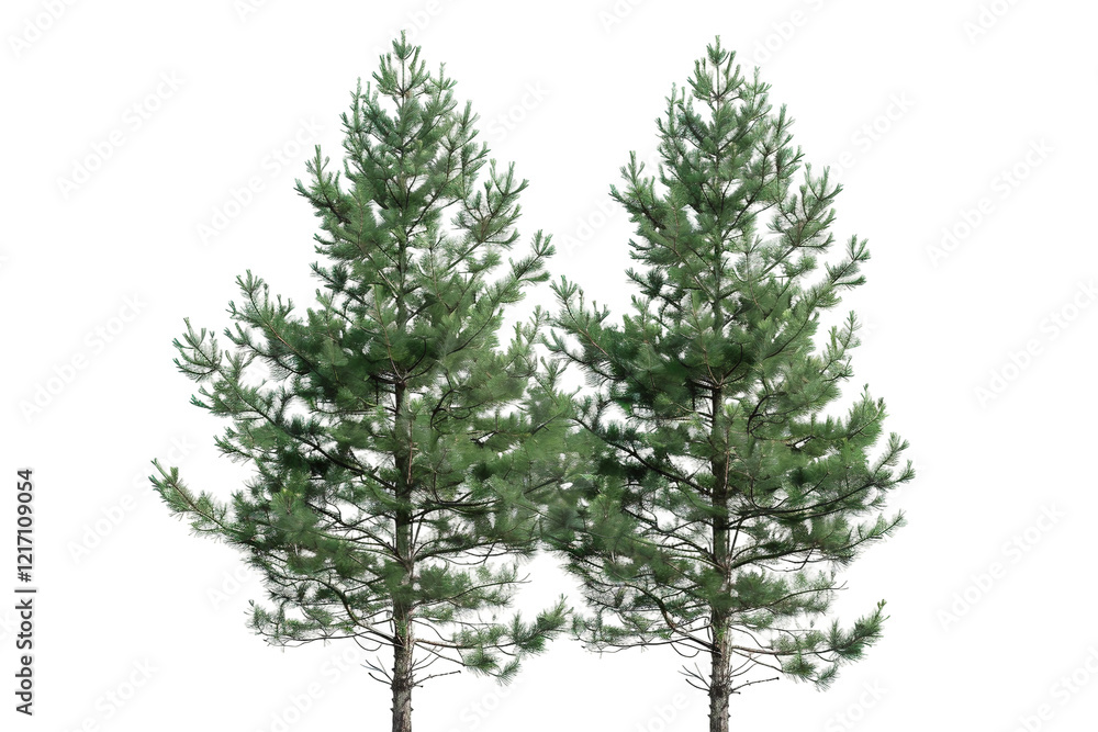 Fototapeta premium Pine Evergreen Trees with Slim, Needle-Like Foliage isolated on transparent background