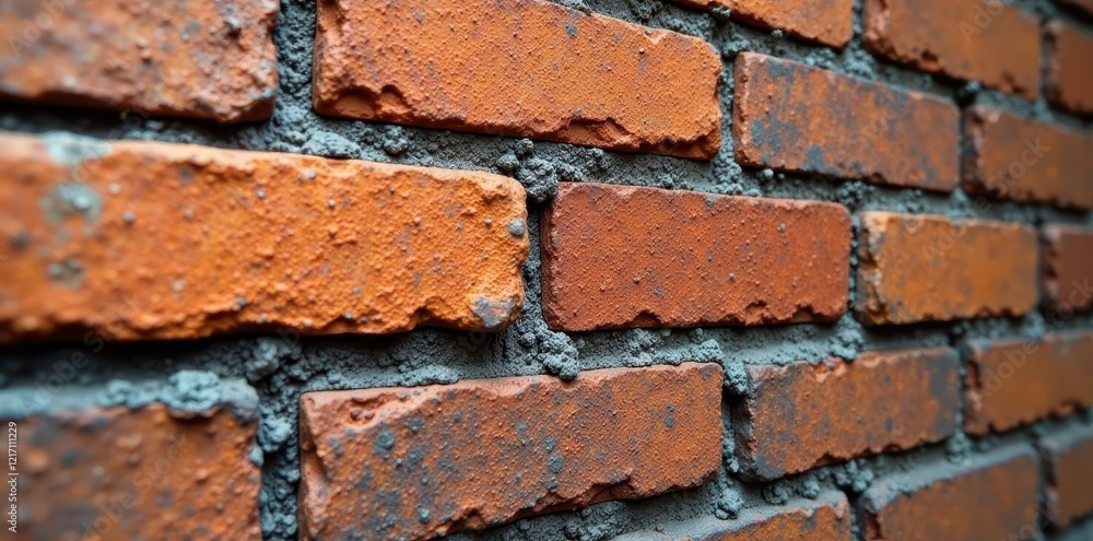 Waterproof sealant applied to brick wall; close-up, concrete, sealant Waterproof sealant applied to brick wall; close-up, concrete, sealant