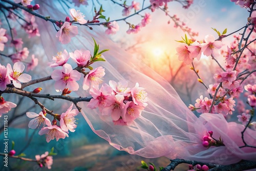 Wallpaper Mural Surreal Pink Almond Blossom Sunrise: Dreamlike Floral Photography Torontodigital.ca