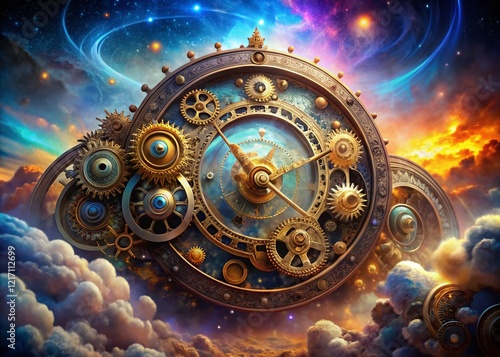 Wallpaper Mural Surreal Rule Meter: Abstract Clockwork Measurement Device in a Dreamlike Landscape Torontodigital.ca