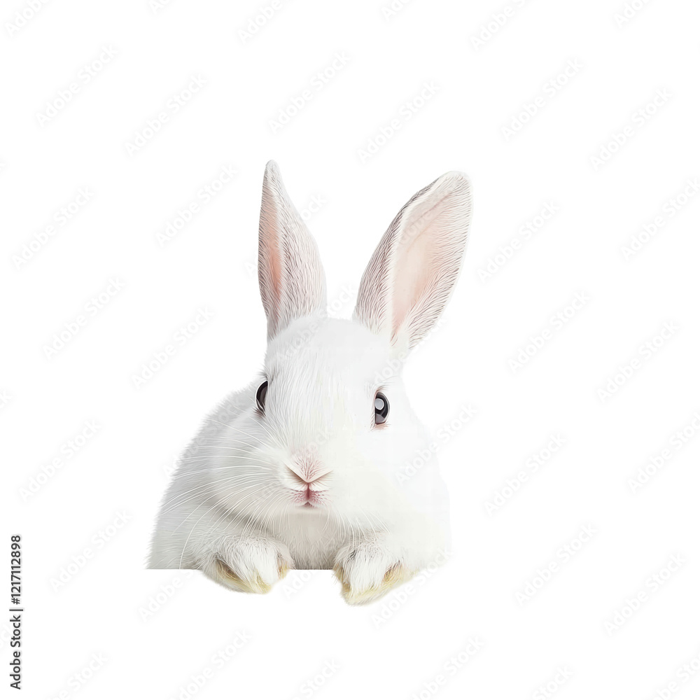 Isolated White Rabbit Peeking Isolated White Rabbit Peeking