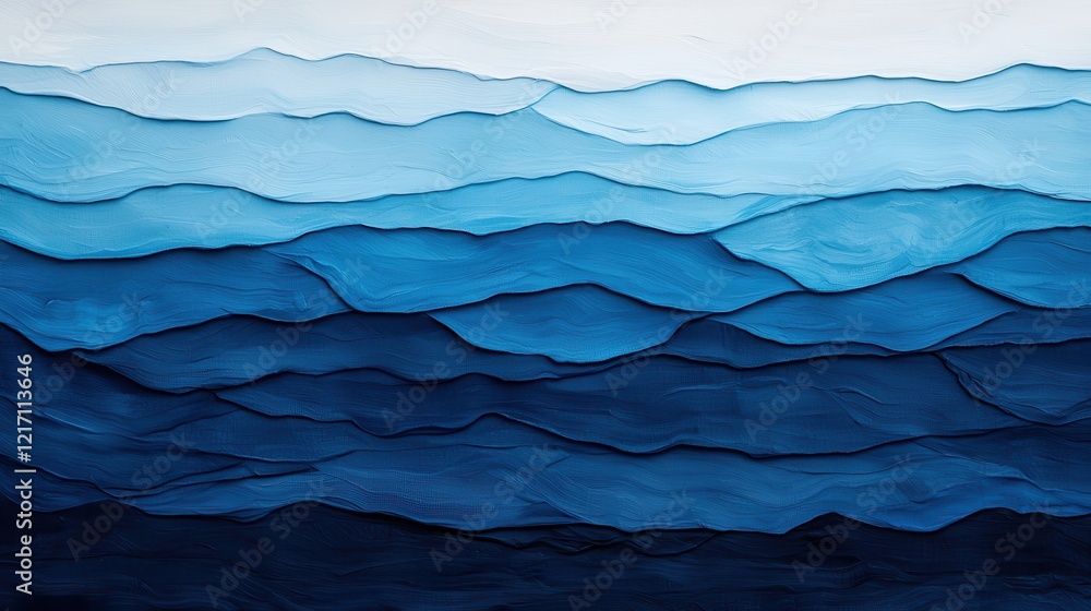 Obraz premium Abstract Ocean Waves in Shades of Blue with Textured Layers