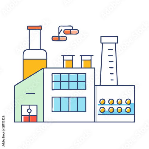 pharmaceutical factory icon, pharmaceutical factory vector illustration-simple illustration of pharmaceutical factory, perfect for pharmaceutical factory logos and icons