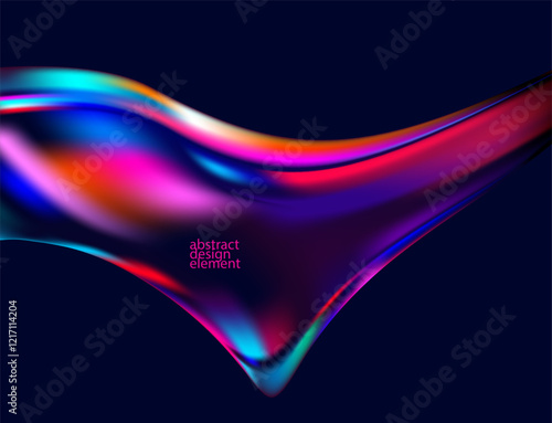 Abstract background of fluid iridescent shape. Elegant colorful wallpaper.