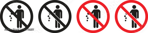 No littering prohibited warning vector icon, Public litter warning information icon symbol. Vector illustration