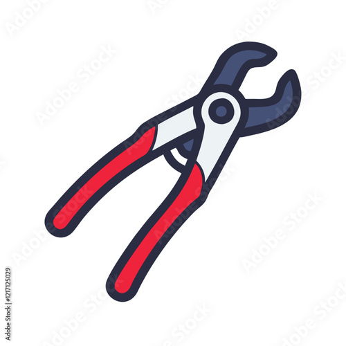 Pipe cutter tool with red and black handles, essential tool for plumbing