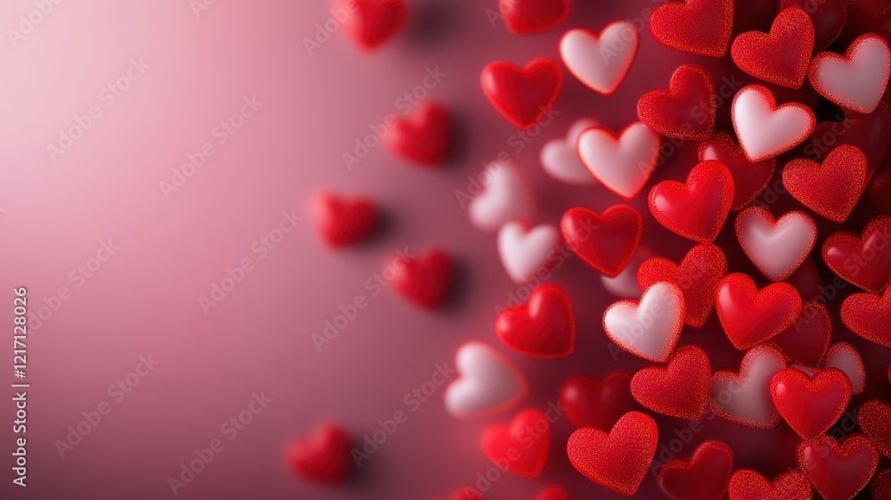 A vibrant arrangement of red and white hearts creates a romantic and festive atmosphere, perfect for expressing love and affection. A vibrant arrangement of red and white hearts creates a romantic and festive atmosphere, perfect for expressing love and affection.