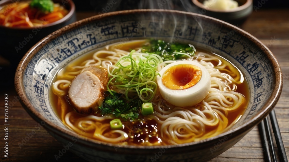 Deliciously Crafted Bowl of Asian Ramen Noodles with Soft-Boiled Eggs, Tender Pork Slices, Fresh Vegetables, and Flavorful Broth for Culinary Delight and Comfort Deliciously Crafted Bowl of Asian Ramen Noodles with Soft-Boiled Eggs, Tender Pork Slices, Fresh Vegetables, and Flavorful Broth for Culinary Delight and Comfort