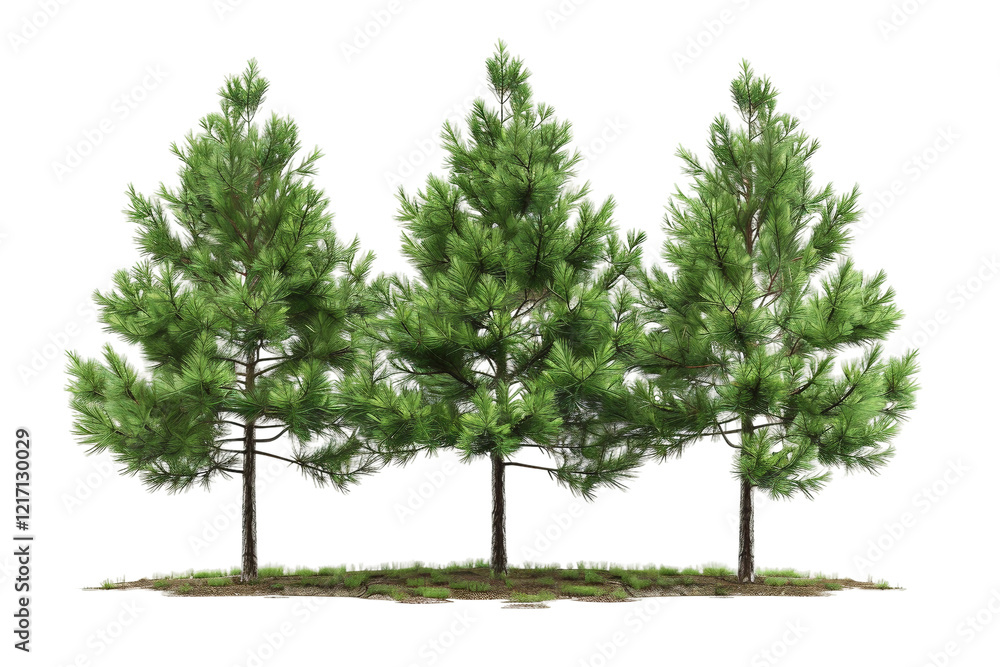 Majestic Pine Evergreen Trees with Long Needle Leaves isolated on transparent background Majestic Pine Evergreen Trees with Long Needle Leaves isolated on transparent background