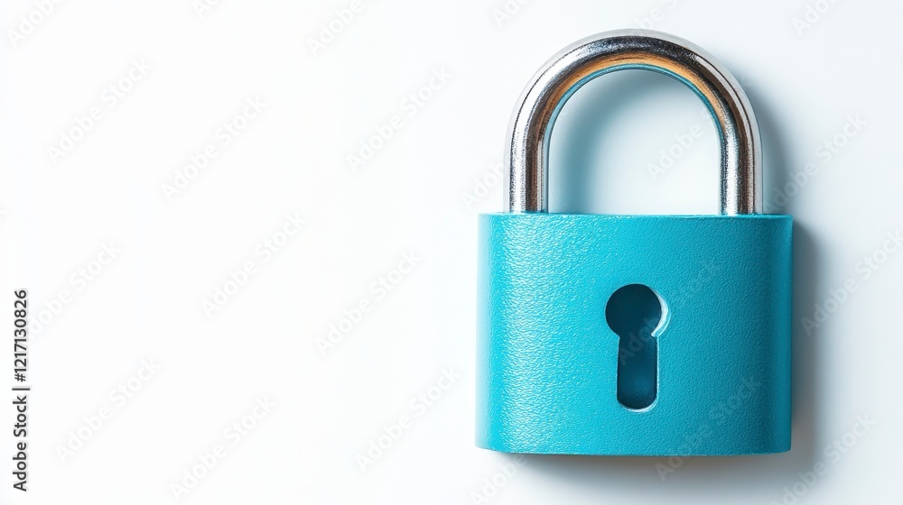 Blue Padlock on White Background A Security and Protection Concept Blue Padlock on White Background A Security and Protection Concept