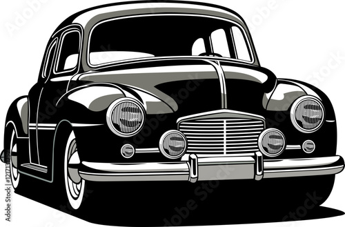 black and white oldest model car hand drawn vector vintage image with transparent background