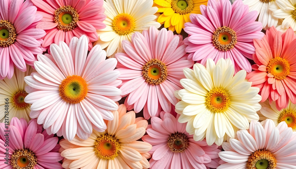 A dynamic floral wall filled with blooming chrysanthemums, daisies, and other wildflowers, bursting with radiant colors and natural beauty. A dynamic floral wall filled with blooming chrysanthemums, daisies, and other wildflowers, bursting with radiant colors and natural beauty.