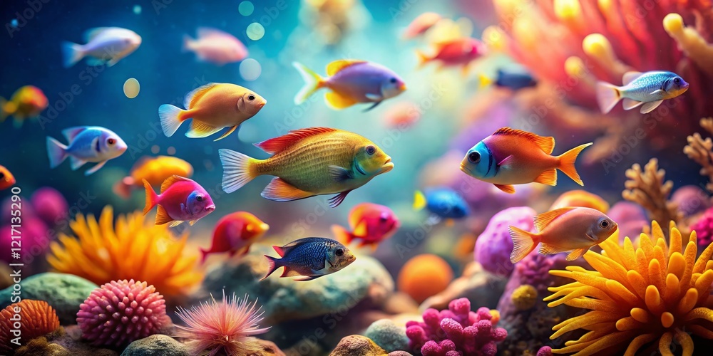 Vibrant Tropical Fish Tilt-Shift Stock Photo: Colorful Reef Scene with Copy Space Vibrant Tropical Fish Tilt-Shift Stock Photo: Colorful Reef Scene with Copy Space