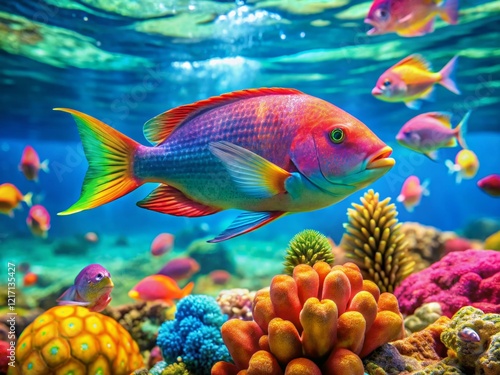 Vibrant Tropical Fish with Copy Space: Underwater Paradise Stock Photo photo