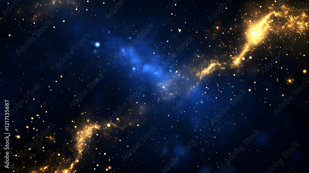 Fototapeta premium Abstract defocused bokeh light patterns on dark blue background for festive and elegant designs