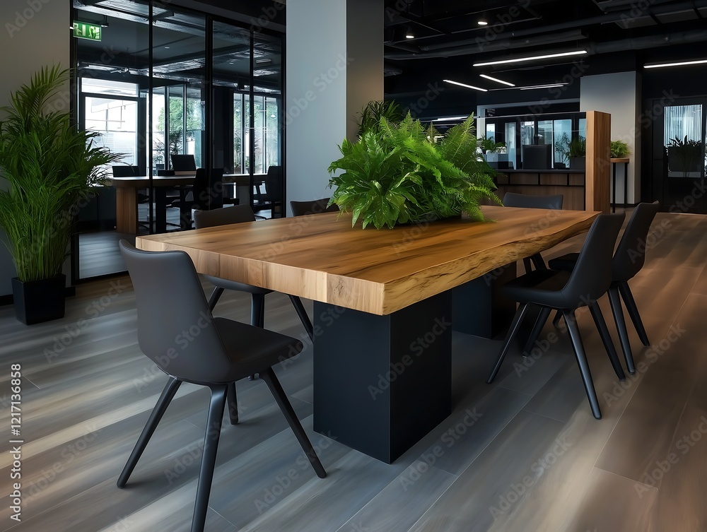 Fototapeta premium Modern office meeting table with plants