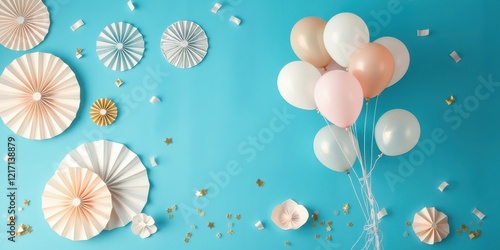 Pastel Balloons and Paper Decorations for a Festive Celebration
