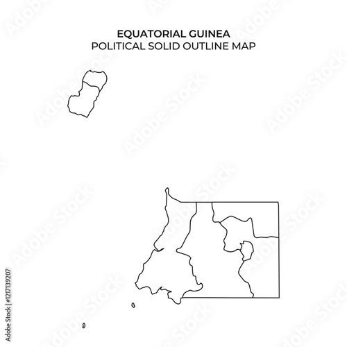 A detailed outline map of Equatorial Guinea highlighting its political divisions. The map shows both the main island and smaller islands, providing a clear geographical reference.