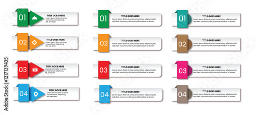infographic banners with colorful shapes, Flat table of contents infographic