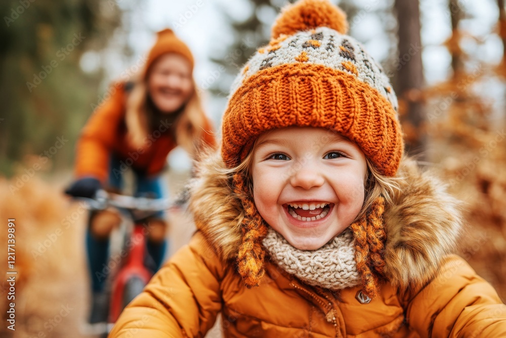 A child learning to ride a bike, with their parent running behind them, cheering as the child gains confidence and rides on their own A child learning to ride a bike, with their parent running behind them, cheering as the child gains confidence and rides on their own