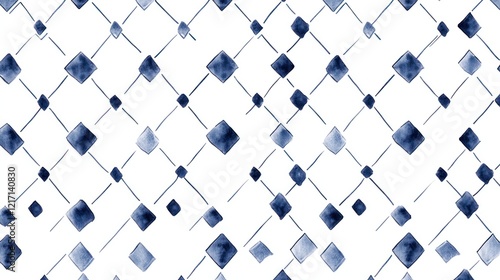 Wallpaper Mural Watercolor navy blue diamond pattern on white background. Torontodigital.ca