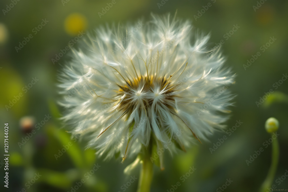 Close-up of a fluffy dandelion with a serene mood representing nature against a soft blurred background Close-up of a fluffy dandelion with a serene mood representing nature against a soft blurred background