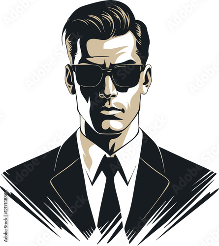 silhouette portrait of a man wearing glasses and a business suit