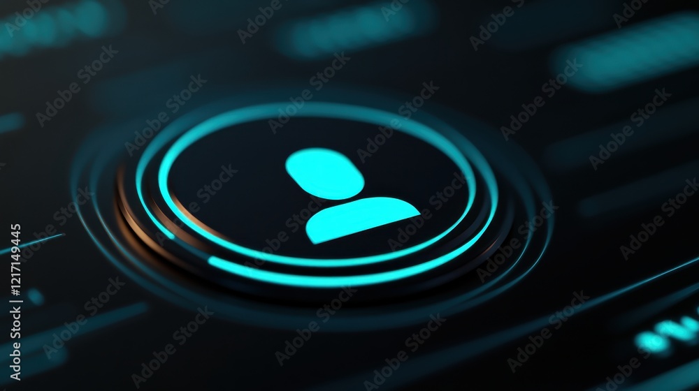 A glowing user icon is displayed on a dark interface, suggesting a focus on digital identity and user interaction. A glowing user icon is displayed on a dark interface, suggesting a focus on digital identity and user interaction.