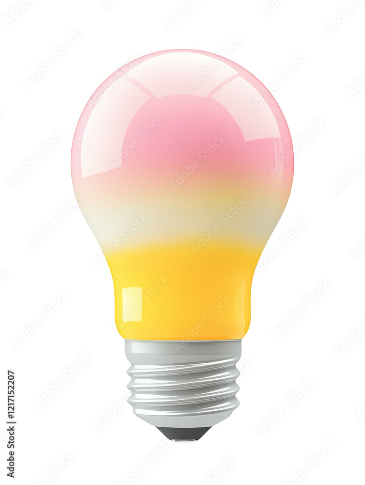 Isolated 3D Light Bulb with Pink and Yellow Gradient Isolated 3D Light Bulb with Pink and Yellow Gradient
