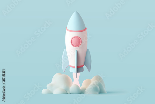 3d Vector Rocket icon, Startup, space, business concept.