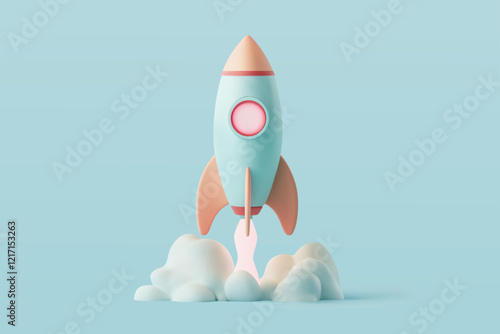 d Vector Rocket icon, Startup, space, business concept.