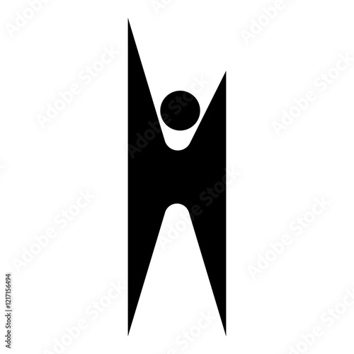Symbol humanism strong person happy man icon black color vector illustration image flat style