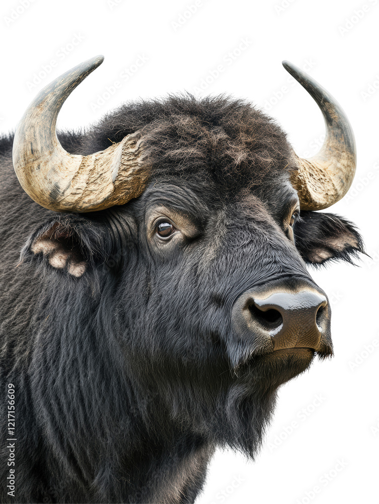 Isolated Portrait of a Black Water Buffalo Isolated Portrait of a Black Water Buffalo