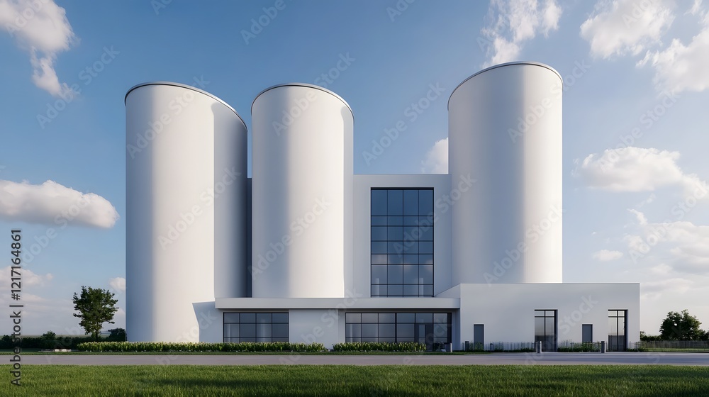 Large Silos Showcasing Soybean Storage Facility for Industrial Production Large Silos Showcasing Soybean Storage Facility for Industrial Production