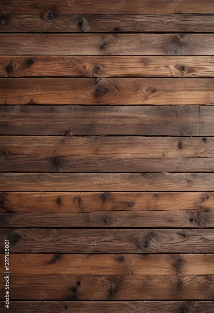 Fototapeta premium Close-up of weathered wooden boards with rich brown hues, vintage, carpenter