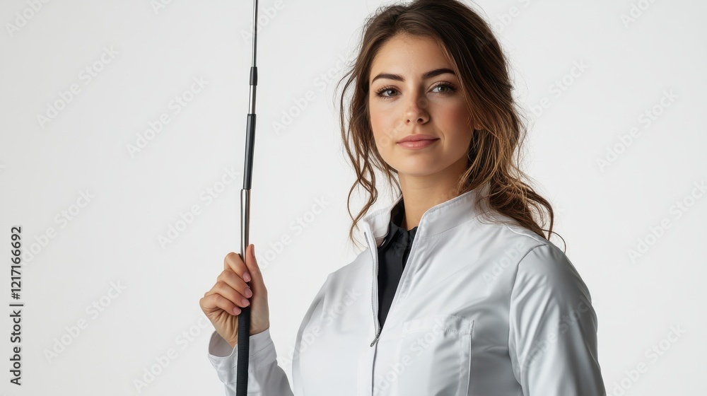 Confident Female Golfer with Golf Club Confident Female Golfer with Golf Club