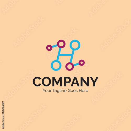 H logo design with circle