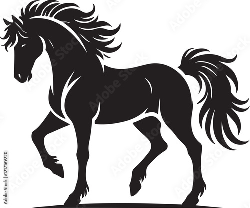 horse silhouette on white background